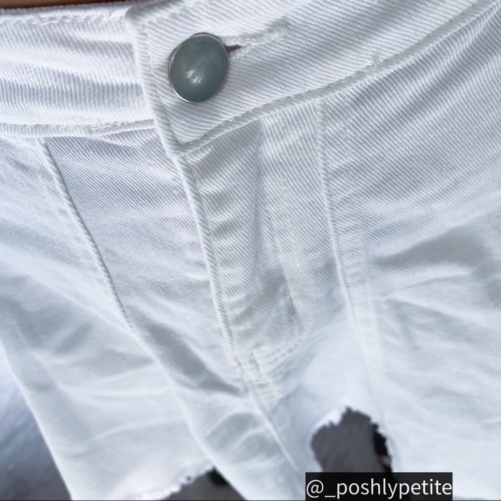 White denim raw cut hem mini skirt - Picture 10 of 16